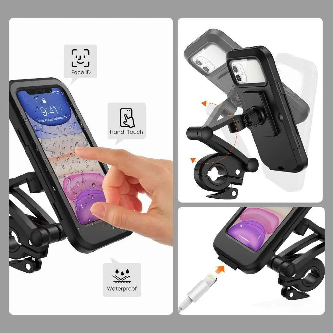 Bicycle Motorcycle Ipx4 Level Waterproof Mobile Phone Holder Rainproof Mobile Phone Case Folding Magnetic Navigation Bracket