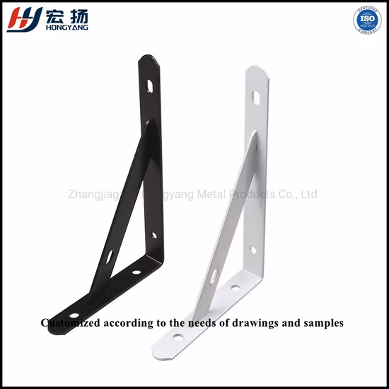 Support de support d'angle fixe d'étagère en métal de plaque murale personnalisée